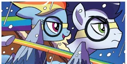 Size: 946x475 | Tagged: safe, artist:tonyfleecs, derpibooru import, idw, rainbow dash, soarin', pony, spoiler:comic, spoiler:comicff36, goggles