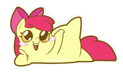 Size: 1050x616 | Tagged: adorabloom, apple bloom, artist:coggler, artist:frog&cog, artist:gopherfrog, blushing, chubbie, cute, derpibooru import, draw me like one of your french girls, safe, side, simple background, smiling, solo, transparent background