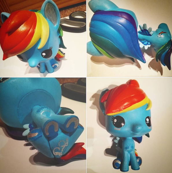 Size: 595x598 | Tagged: adorable face, artist:brunyee, artist:mesotofu, blushing, colourful, custom, cute, derpibooru import, funko pop!, irl, paint, photo, rainbow dash, safe, solo, toy