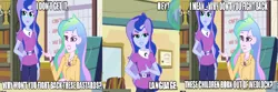 Size: 834x277 | Tagged: safe, derpibooru import, princess celestia, princess luna, equestria girls, caption, celestia's office, image macro, meme, principal celestia, text, vice principal luna, vulgar, wrong aspect ratio