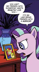 Size: 337x622 | Tagged: safe, artist:andypriceart, derpibooru import, idw, starlight glimmer, sunset shimmer, pony, unicorn, chaos theory (arc), spoiler:comic, spoiler:comic50, >:), accord (arc), andy you magnificent bastard, conclusion: and chaos into the order came, counterparts, evil grin, grin, irony, smiling, smirk, speech bubble, sunset vs starlight debate, twilight's counterparts