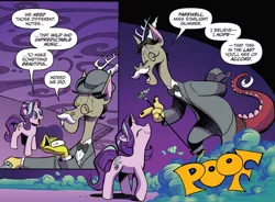 Size: 1083x797 | Tagged: safe, artist:andypriceart, derpibooru import, idw, accord, discord, starlight glimmer, draconequus, pony, unicorn, chaos theory (arc), spoiler:comic, spoiler:comic50, accord (arc), conclusion: and chaos into the order came