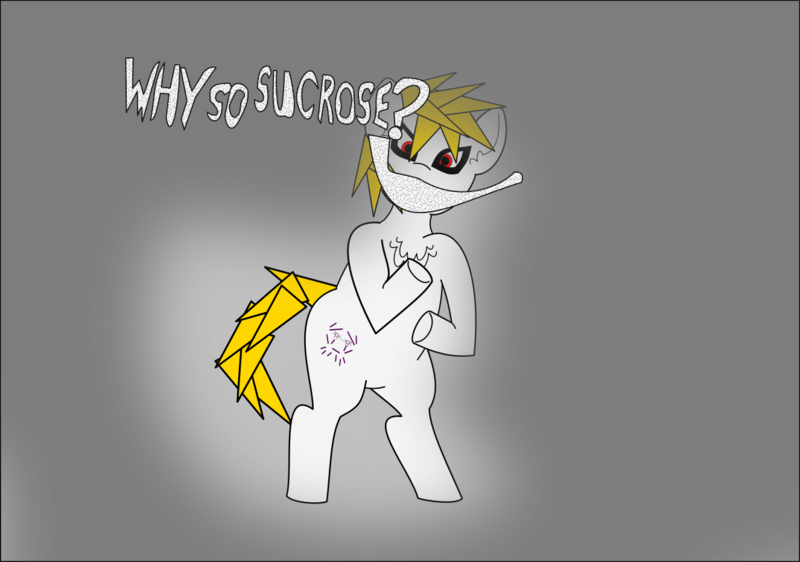 Size: 1326x931 | Tagged: safe, artist:planetkiller, derpibooru import, oc, oc:high fructose corn pone, unofficial characters only, pony, batman, parody, pun, solo, the joker, why so serious?