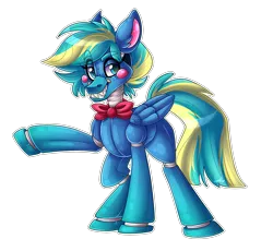 Size: 2475x2273 | Tagged: safe, artist:shyshyoctavia, derpibooru import, oc, oc:stormy dash, unofficial characters only, pegasus, pony, animatronic, bowtie, crossover, five nights at freddy's, high res, simple background, solo, transparent background