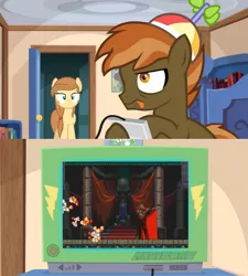 Size: 764x848 | Tagged: safe, derpibooru import, button mash, oc, oc:cream heart, pony, button's adventures, button mash plays, delicious fruit, dracula, exploitable meme, i wanna be the guy, meme, obligatory pony, the kid, tv meme