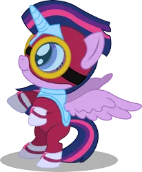 Size: 1484x1800 | Tagged: safe, artist:seahawk270, derpibooru import, masked matter-horn, twilight sparkle, twilight sparkle (alicorn), alicorn, pony, power ponies (episode), bipedal, chibi, clothes, costume, cute, goggles, hnnng, power ponies, simple background, smiling, solo, spread wings, superhero, transparent background, twiabetes, wings