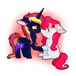 Size: 2000x2000 | Tagged: safe, artist:cloureed, derpibooru import, oc, unofficial characters only, alicorn, earth pony, pegasus, pony, couple, female, holiday, lesbian, valentine's day