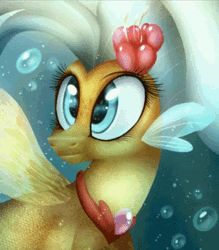 Size: 468x534 | Tagged: animated, artist:starchasesketches, bubble, cinemagraph, derpibooru import, gif, my little pony: the movie, ocean, princess skystar, safe, seapony (g4), solo, that was fast, underwater