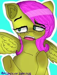 Size: 688x914 | Tagged: 3ds, alternate hairstyle, artist:itzdatag0ndray, colors! 3d, cute, derpibooru import, ear fluff, fluttershy, safe, simple background, solo, starry eyes, wingding eyes