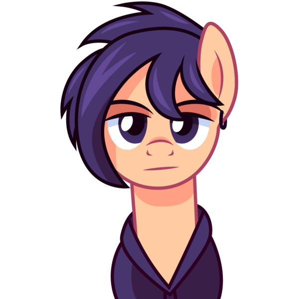 Size: 1001x1001 | Tagged: safe, artist:cloudyglow, derpibooru import, ponified, earth pony, pony, bust, cel shading, clothes, ear piercing, male, piercing, sebastian (stardew valley), shading, simple background, solo, stallion, stardew valley, transparent background, vector