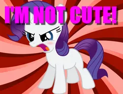 Size: 1000x763 | Tagged: safe, derpibooru import, rarity, pony, unicorn, blatant lies, blushing, cute, denial, female, filly, filly rarity, i'm not cute, solo, tsundere, tsunderity, younger