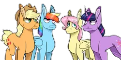 Size: 1191x595 | Tagged: applejack, applejack (male), artist:hostile-elf, butterscotch, derpibooru import, dusk shine, fluttershy, rainbow blitz, rainbow dash, rule 63, safe, simple background, transparent background, twilight sparkle