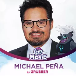 Size: 1200x1200 | Tagged: character reveal, clothes, derpibooru import, grubber, hedgehog, human, irl, irl human, michael peña, mlp movie cast icons, my little pony: the movie, official, open mouth, photo, safe, voice actor, walls of comments, with their characters