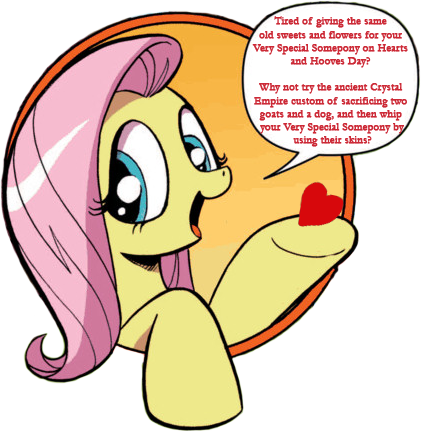 Size: 421x431 | Tagged: ancient rome, bad advice fluttershy, derpibooru import, exploitable meme, fluttershy, heart, hearts and hooves day, holiday, lupercalia, meme, red text, safe, solo, valentine's day