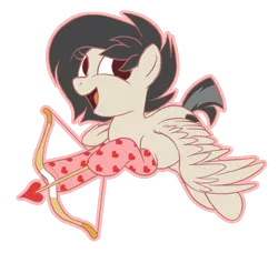 Size: 2933x2673 | Tagged: safe, artist:lostinthetrees, derpibooru import, oc, oc:storm feather, unofficial characters only, pegasus, pony, arrow, bow (weapon), bow and arrow, clothes, cupid, female, high res, mare, simple background, socks, solo, transparent background, weapon