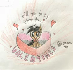 Size: 3134x3024 | Tagged: artist:professionalpuppy, bowtie, cute, derpibooru import, hearts and hooves day, holiday, oc, oc:cocoa mocha, safe, solo, traditional art, unofficial characters only, valentine's day