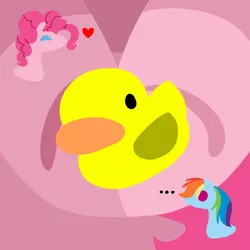 Size: 1000x1000 | Tagged: artist:kemi, artist:kwemii, bird, derpibooru import, duck, holiday, pinkie pie, rainbow dash, rubber duck, safe, valentine's day