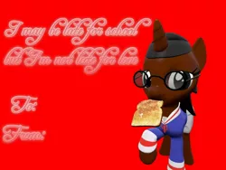 Size: 1400x1050 | Tagged: 3d, artist:soad24k, bread, clothes, derpibooru import, food, gmod, holiday, oc, oc:soadia, safe, schoolgirl, solo, toast, unofficial characters only, valentine's day, valentine's day card