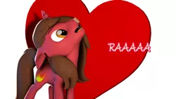 Size: 2560x1440 | Tagged: safe, artist:obsidianocelot, derpibooru import, oc, oc:red ace, unofficial characters only, pony, unicorn, 3d, heart, holiday, male, solo, stallion, valentine, valentine's day