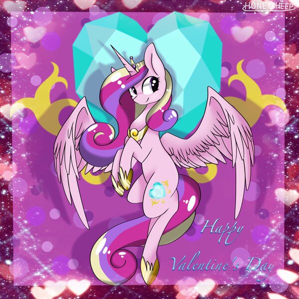 Size: 2048x2048 | Tagged: safe, artist:honeysheep, derpibooru import, princess cadance, alicorn, pony, cutie mark background, holiday, solo, spread wings, valentine's day, wings