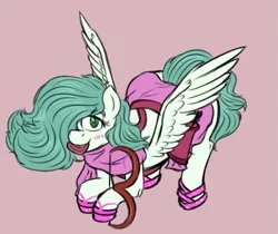 Size: 1075x903 | Tagged: safe, artist:hipsanon, derpibooru import, oc, oc:emerald jewel, unofficial characters only, pegasus, pony, colt quest, arrow, arrows, blushing, bow (weapon), child, clothes, colt, crossdressing, cupid, cute, dress, femboy, foal, hair over one eye, heart, hearts and hooves day, hnnng, holiday, huge mane, male, quiver, race swap, shoes, solo, toga, transgender, trap, valentine's day, weapons-grade cute, wings