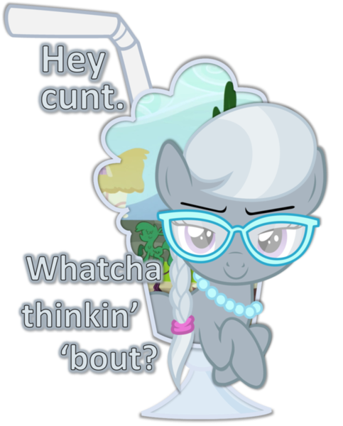 Size: 802x996 | Tagged: artist:phucknuckl, derpibooru import, hey cunt whatcha thinkin' 'bout?, milkshake, part of a set, questionable, silver spoon, simple background, solo, transparent background, vulgar