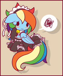 Size: 1125x1350 | Tagged: safe, artist:symbianl, derpibooru import, rainbow dash, animated, bell, bell collar, blushing, chibi, clothes, collar, cute, dashabetes, embarrassed, gif, maid, no nose, pictogram, rainbow dash always dresses in style, solo, symbianl is trying to murder us, symbianl's chibis, •~•