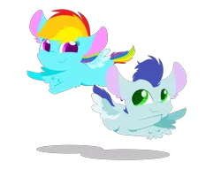 Size: 4992x3824 | Tagged: safe, artist:glitterstar2000, derpibooru import, rainbow dash, soarin', pegasus, pony, absurd resolution, chibi, female, flying, male, shadow, shipping, simple background, smiling, soarindash, straight, transparent background