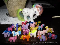 Size: 600x450 | Tagged: applejack (g1), artist:sootness, bowtie (g1), clay, confetti (g1), craft, derpibooru import, firefly, g1, irl, majesty, parasol (g1), photo, posey, safe, sculpture, sundance, surprise, toy, traditional art