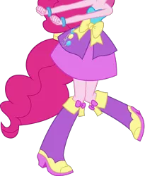 Size: 3687x4504 | Tagged: safe, artist:teentitansfan201, derpibooru import, edit, vector edit, pinkie pie, equestria girls, equestria girls (movie), absurd resolution, boots, bracelet, cropped, dancing, fall formal outfits, high heel boots, jewelry, legs, pictures of legs, ponied up, ponytail, raised leg, shoes, simple background, solo, transparent background, vector