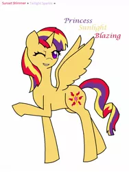 Size: 960x1280 | Tagged: safe, artist:hayley566, derpibooru import, sunset shimmer, twilight sparkle, twilight sparkle (alicorn), alicorn, pony, counterparts, fusion, solo, twilight's counterparts