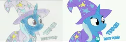 Size: 6912x2344 | Tagged: safe, artist:waffleberry, derpibooru import, trixie, pony, unicorn, absurd resolution, best pony, cape, clothes, hat, solo, trixie's cape, trixie's hat