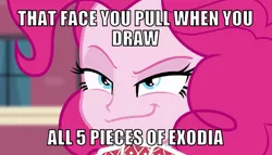 Size: 546x312 | Tagged: safe, derpibooru import, pinkie pie, equestria girls, smug, smugpie, solo, yu-gi-oh!