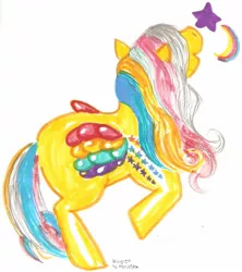 Size: 1248x1408 | Tagged: artist:plnkle, derpibooru import, g1, rainbow curl pony, ringlet (g1 rainbow curl), safe, solo, traditional art