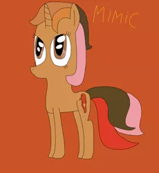 Size: 2652x2884 | Tagged: safe, artist:danishtreats, derpibooru import, mimic (g1), pony, unicorn, brown background, g1, g1 to g4, generation leap, simple background, solo