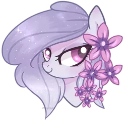 Size: 1364x1317 | Tagged: safe, artist:misspinka, derpibooru import, oc, oc:evelyn e'scent, unofficial characters only, earth pony, pony, bust, female, flower, mare, portrait, simple background, solo, transparent background