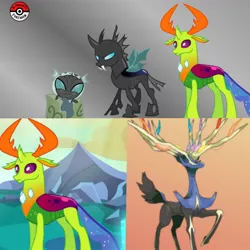 Size: 1320x1320 | Tagged: artist:shadow59127, changedling, changeling, changeling larva, derpibooru import, king thorax, pokémon, safe, thorax, to where and back again, xerneas