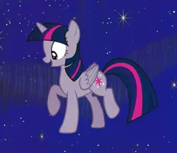 Size: 2934x2550 | Tagged: safe, derpibooru import, twilight sparkle, twilight sparkle (alicorn), alicorn, pony, the art of equestria, solo, starry backdrop