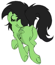 Size: 509x600 | Tagged: suggestive, artist:lockhe4rt, derpibooru import, oc, oc:anonfilly, unofficial characters only, butt, dock, eyes closed, featureless crotch, female, filly, frog (hoof), plot, raised tail, solo, solo female, tail, underhoof