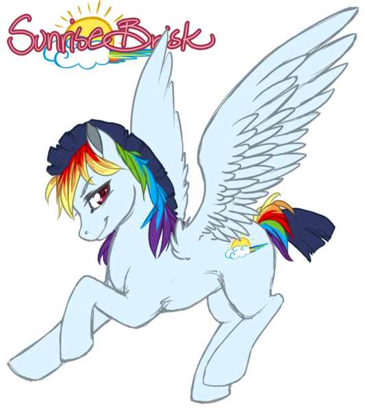 Size: 1138x1281 | Tagged: artist:toastytoastie, derpibooru import, oc, oc:sunrise brisk, offspring, parent:rainbow dash, parent:soarin', parents:soarindash, safe, solo, unofficial characters only