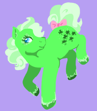 Size: 402x459 | Tagged: artist:skypinpony, bow, derpibooru import, g1, minty (g1), safe, solo, tail bow, unshorn fetlocks