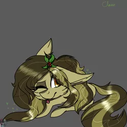 Size: 2560x2560 | Tagged: safe, artist:brokensilence, derpibooru import, oc, oc:cløver, unofficial characters only, :p, chibi, cute, green hearts, lightly watermarked, solo, tongue out, watermark