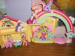 Size: 4000x3000 | Tagged: artist:iloveyaoi84, cheerilee (g3), core seven, derpibooru import, g3.5, irl, photo, pinkie pie (g3), playset, rainbow dash (g3), safe, scootaloo (g3), starsong, sweetie belle (g3), toola roola, toy