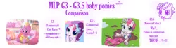 Size: 2393x656 | Tagged: comparison, cute, derpibooru import, diasweetes, g3, g3.5, g3betes, newborn cuties, raribetes, rarity, rarity (g3), safe, sweetie belle, sweetie belle (g3)