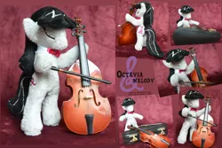 Size: 3872x2592 | Tagged: safe, artist:baraka1980, derpibooru import, octavia melody, pony, bipedal, bow (instrument), bowtie, cello, cello bow, cello case, eyes closed, high res, irl, musical instrument, photo, plushie, solo