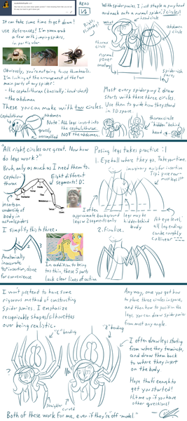 Size: 1600x3600 | Tagged: ain't nobody got time for that, artist:couchcrusader, ask, derpibooru import, fluttershy, jumping spider, monster pony, original species, safe, species swap, spiderpony, spidershy, sweet brown, text, tumblr, tutorial