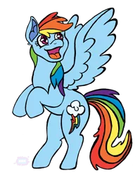 Size: 2625x3306 | Tagged: safe, artist:moddie, deleted from derpibooru, derpibooru import, rainbow dash, pegasus, pony, 20% cooler, backwards cutie mark, happy, large wings, simple background, smiling, solo, transparent background, wings