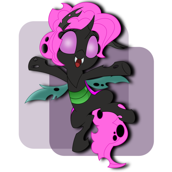 Size: 7000x7000 | Tagged: absurd resolution, artist:besttubahorse, artist:equestria-prevails, changeling, changelingified, derpibooru import, edit, female, happy, oc, oc:ælaña, outstretched arms, pink changeling, safe, simple background, solo, species swap, .svg available, transparent background, unofficial characters only, vector