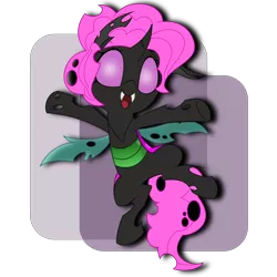 Size: 7000x7000 | Tagged: absurd resolution, artist:besttubahorse, artist:equestria-prevails, changeling, changelingified, derpibooru import, edit, female, happy, oc, oc:ælaña, outstretched arms, pink changeling, safe, simple background, solo, species swap, .svg available, transparent background, unofficial characters only, vector
