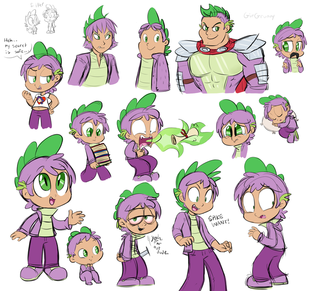 Size: 1600x1500 | Tagged: artist:girgrunny, baby, baby spike, beefspike, burp, cutie mark chronicles spike, derpibooru import, dragon mail, fire, green fire, green isn't your color, human, humanized, human spike, .mov, older, older spike, safe, scroll, secret of my excess, spike, spikezilla, teenager, teenage spike, the cutie mark chronicles, younger